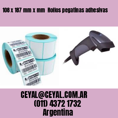 108 x 187 mm x mm  Rollos pegatinas adhesivas