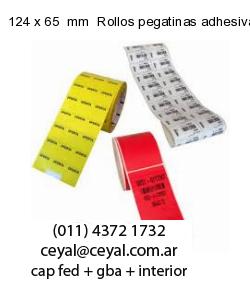 124 x 65  mm  Rollos pegatinas adhesivas