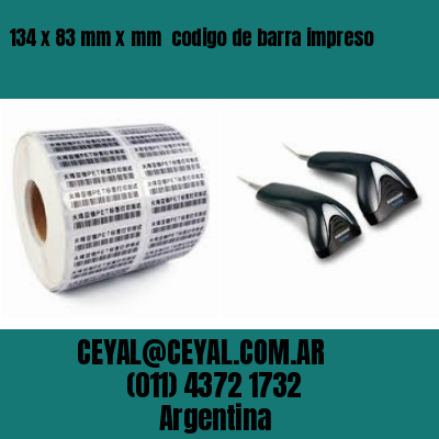 134 x 83 mm x mm  codigo de barra impreso