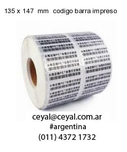 135 x 147  mm  codigo barra impreso
