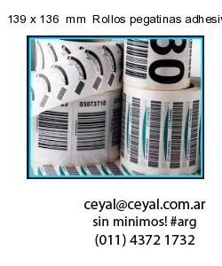 139 x 136  mm  Rollos pegatinas adhesivas