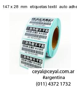 147 x 28  mm  etiquetas textil  auto adhesiva
