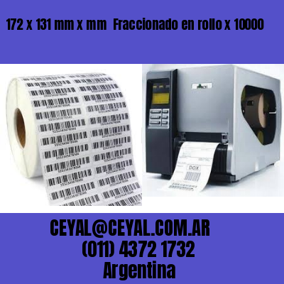 172 x 131 mm x mm  Fraccionado en rollo x 10000