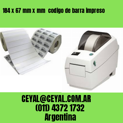 184 x 67 mm x mm  codigo de barra impreso
