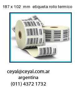 187 x 102  mm  etiqueta rollo termico
