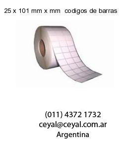 25 x 101 mm x mm  codigos de barras