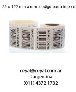 33 x 122 mm x mm  codigo barra impreso