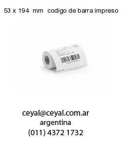 53 x 194  mm  codigo de barra impreso