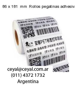 86 x 181  mm  Rollos pegatinas adhesivas