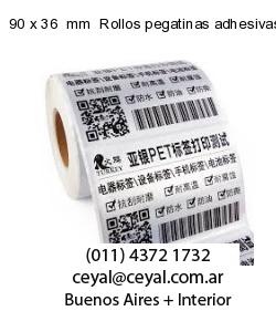 90 x 36  mm  Rollos pegatinas adhesivas