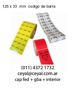 125 x 33  mm  codigo de barra