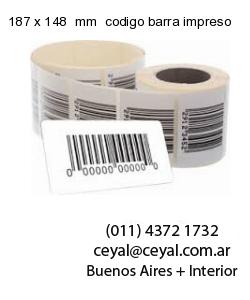 187 x 148  mm  codigo barra impreso