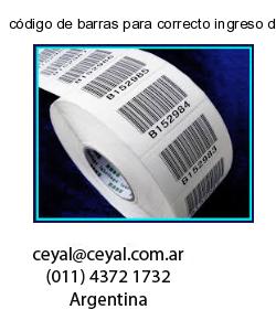 código de barras para correcto ingreso de informac