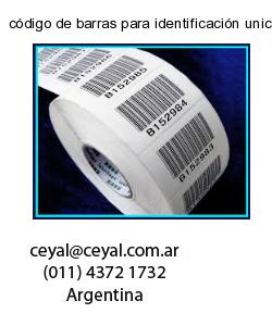 código de barras para identificación unica de los