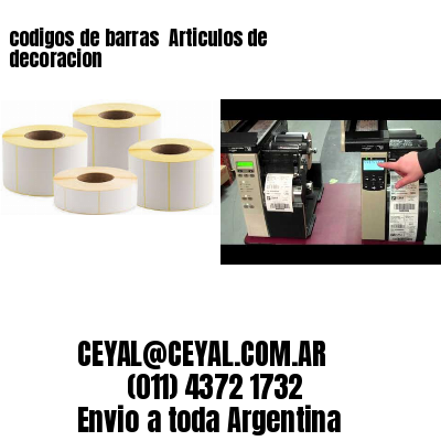 codigos de barras 	Articulos de decoracion