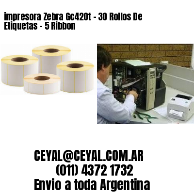 impresora Zebra Gc420t – 30 Rollos De Etiquetas – 5 Ribbon