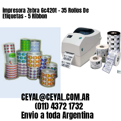 impresora Zebra Gc420t – 35 Rollos De Etiquetas – 5 Ribbon