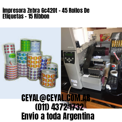 impresora Zebra Gc420t – 45 Rollos De Etiquetas – 15 Ribbon