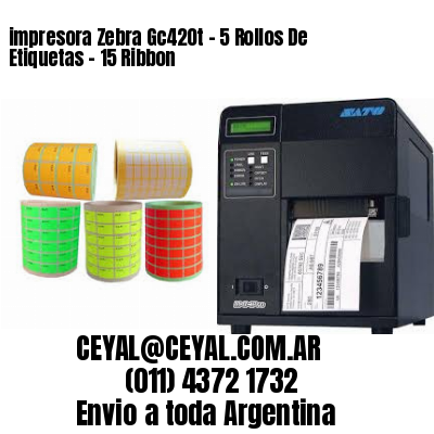 impresora Zebra Gc420t – 5 Rollos De Etiquetas – 15 Ribbon