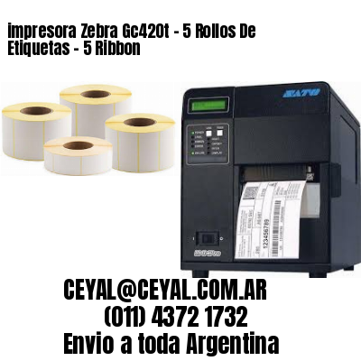 impresora Zebra Gc420t – 5 Rollos De Etiquetas – 5 Ribbon