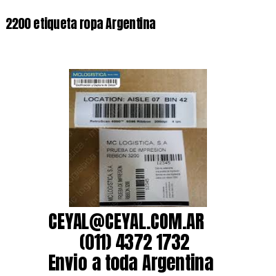 2200 etiqueta ropa Argentina