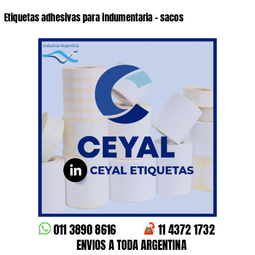 Etiquetas adhesivas para indumentaria - sacos