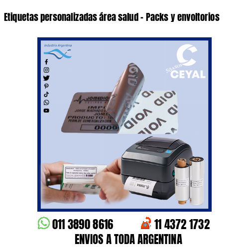 Etiquetas personalizadas área salud – Packs y envoltorios