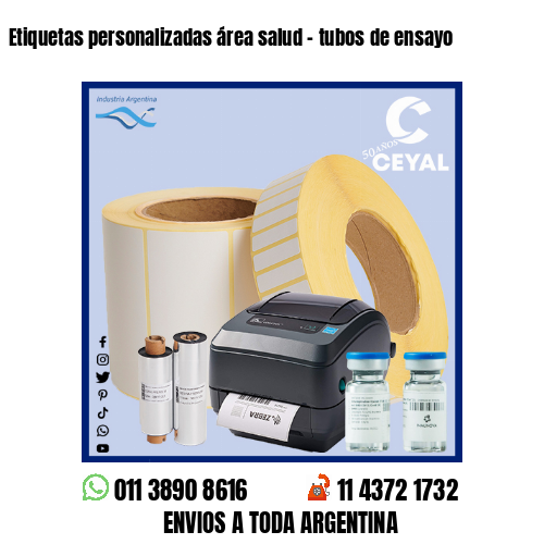 Etiquetas personalizadas área salud – tubos de ensayo