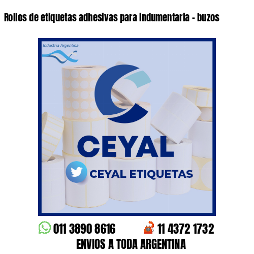 Rollos de etiquetas adhesivas para indumentaria - buzos