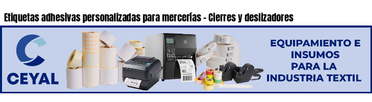 Etiquetas adhesivas personalizadas para mercerías - Cierres y deslizadores
