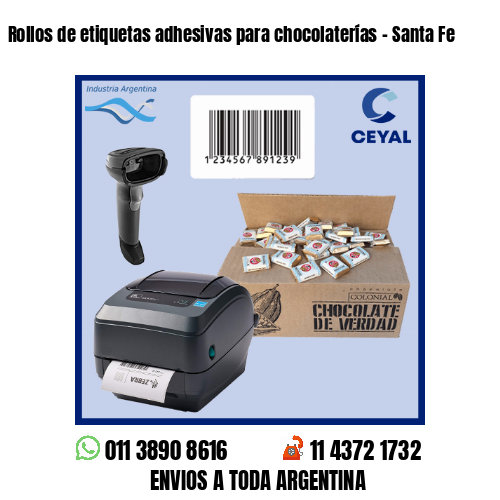 Rollos de etiquetas adhesivas para chocolaterías – Santa Fe