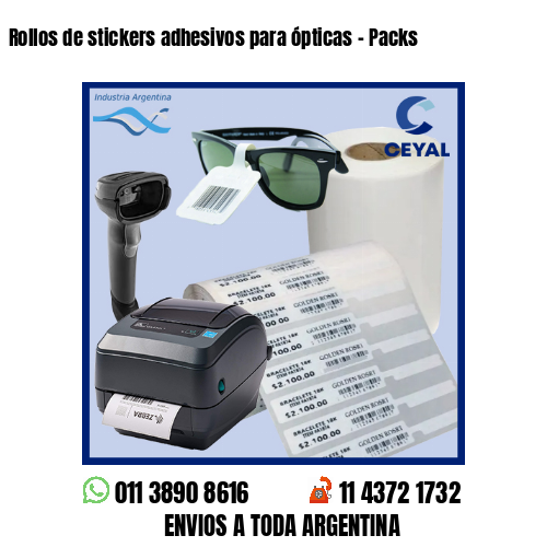 Rollos de stickers adhesivos para ópticas – Packs