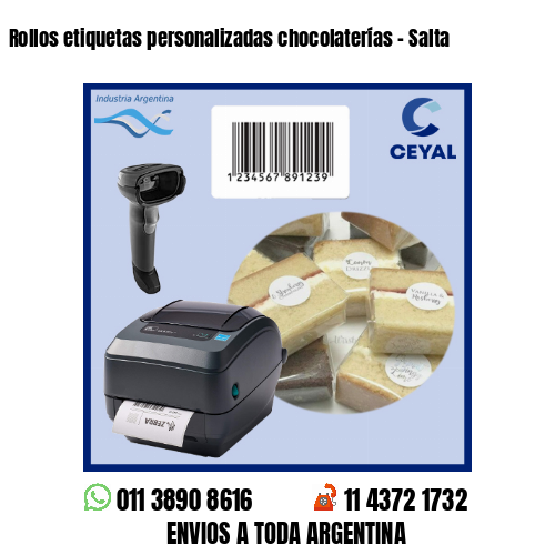 Rollos etiquetas personalizadas chocolaterías – Salta