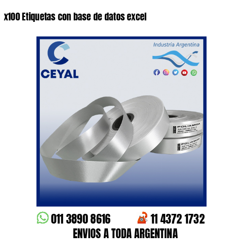 x100 Etiquetas con base de datos excel