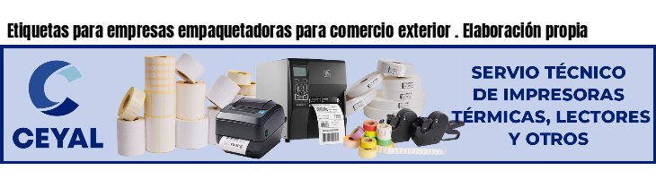 Etiquetas para empresas empaquetadoras para comercio exterior . Elaboración propia