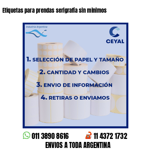 Etiquetas para prendas serigrafía sin minimos