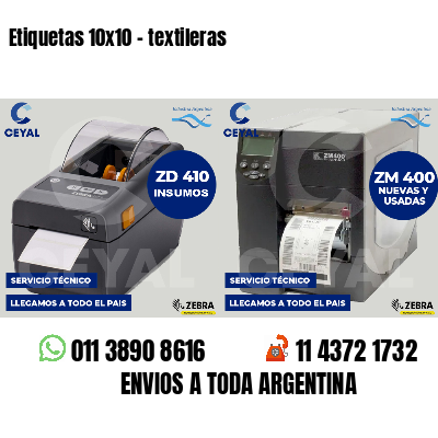 Etiquetas 10x10 - textileras