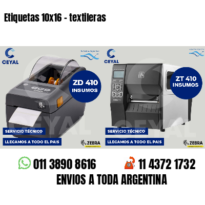 Etiquetas 10x16 - textileras