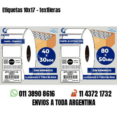 Etiquetas 10x17 - textileras