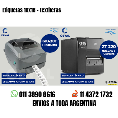 Etiquetas 10x18 - textileras