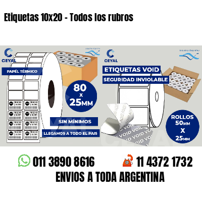 Etiquetas 10x20 - Todos los rubros