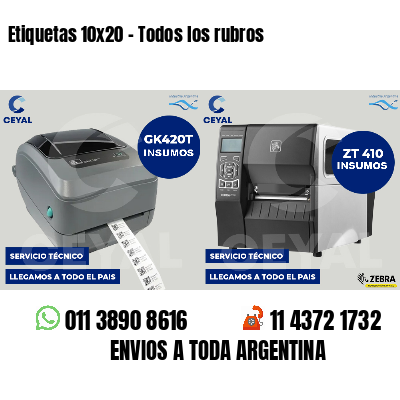 Etiquetas 10x20 - Todos los rubros