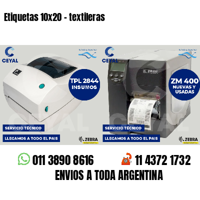Etiquetas 10x20 - textileras