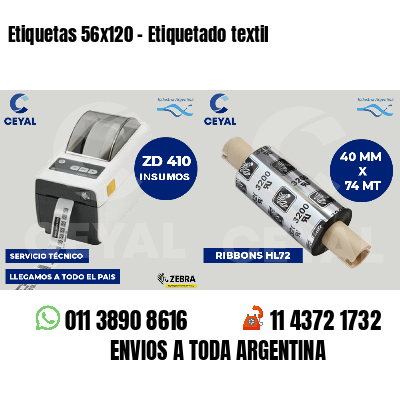 Etiquetas 56x120 - Etiquetado textil