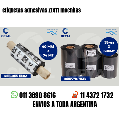 etiquetas adhesivas Zt411 mochilas