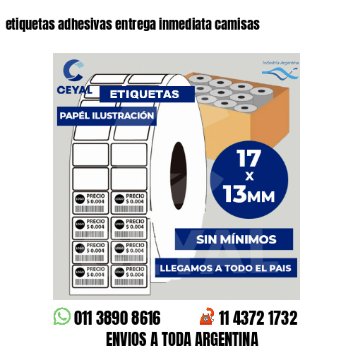 etiquetas adhesivas entrega inmediata camisas