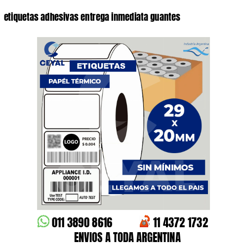 etiquetas adhesivas entrega inmediata guantes