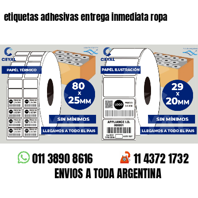 etiquetas adhesivas entrega inmediata ropa