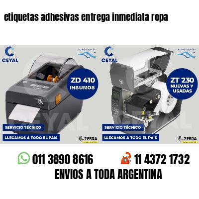 etiquetas adhesivas entrega inmediata ropa