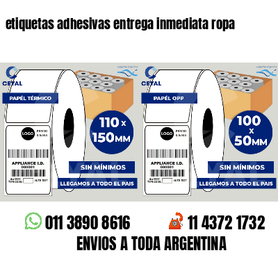 etiquetas adhesivas entrega inmediata ropa